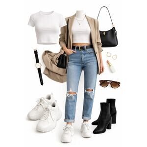 AGOLDE Jamie Feel Good Jeans High Rise Distressed Button Fly Cropped Straight